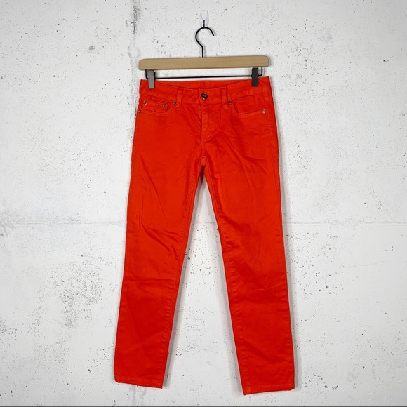 Tory Burch Alexa Cropped Orange Skinny Jean Pants - Picture 9 of 10